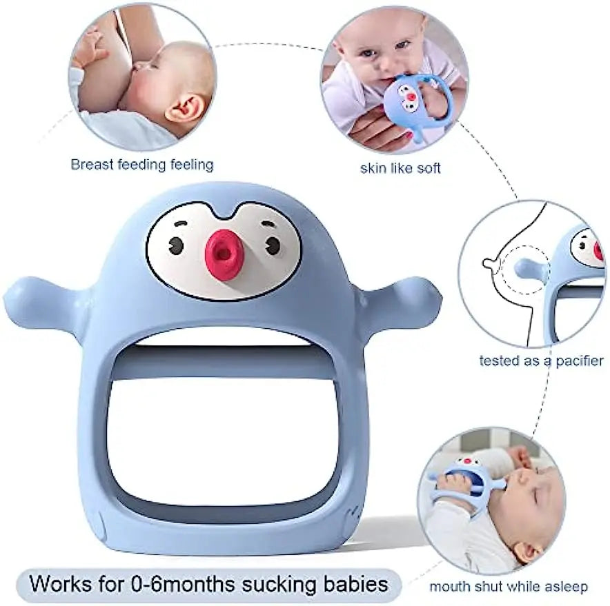 Never Drop Silicone Baby Teether with Handle – BPA-Free, Soothing & Safe