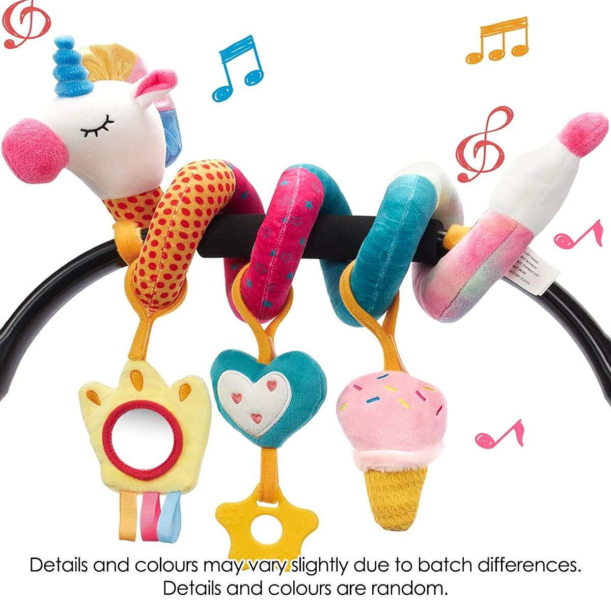 Colorful Plush Baby Car Seat Toy – Hanging Rattle & Teether Set