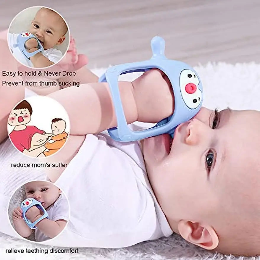 Never Drop Silicone Baby Teether with Handle – BPA-Free, Soothing & Safe