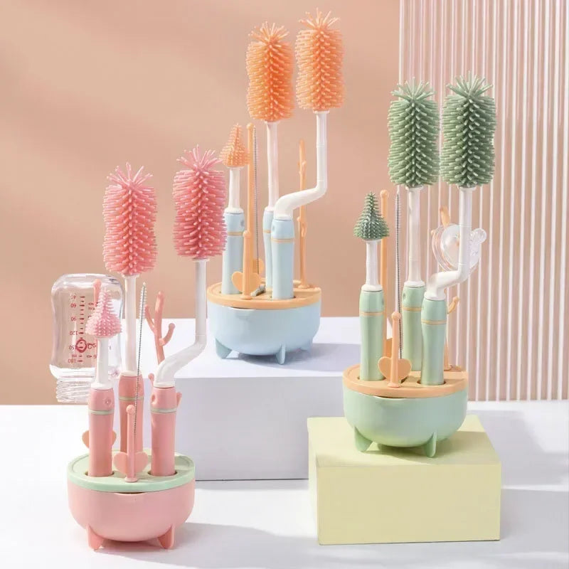 360° Rotating Baby Bottle Brush Set – Complete Cleaning Kit
