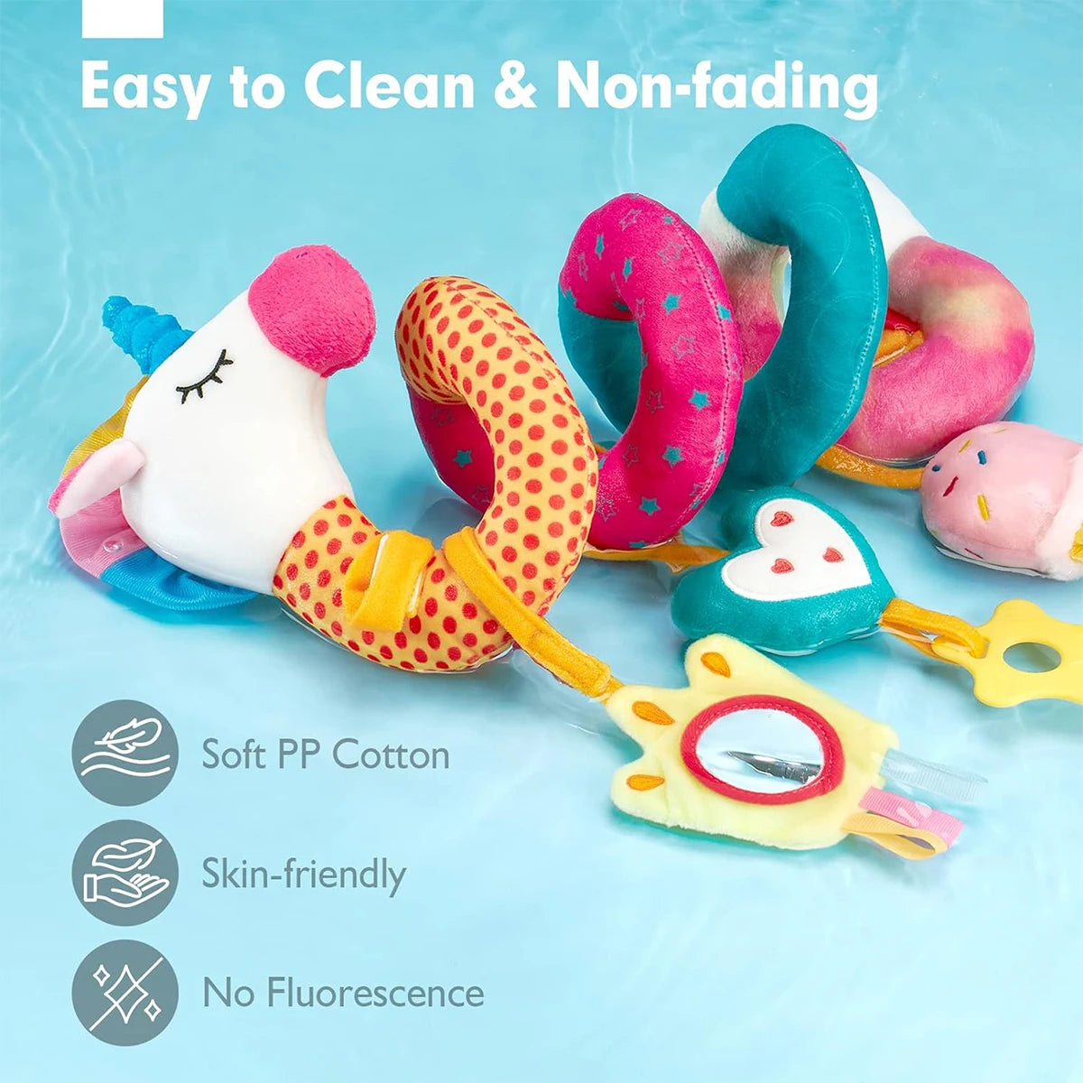 Colorful Plush Baby Car Seat Toy – Hanging Rattle & Teether Set