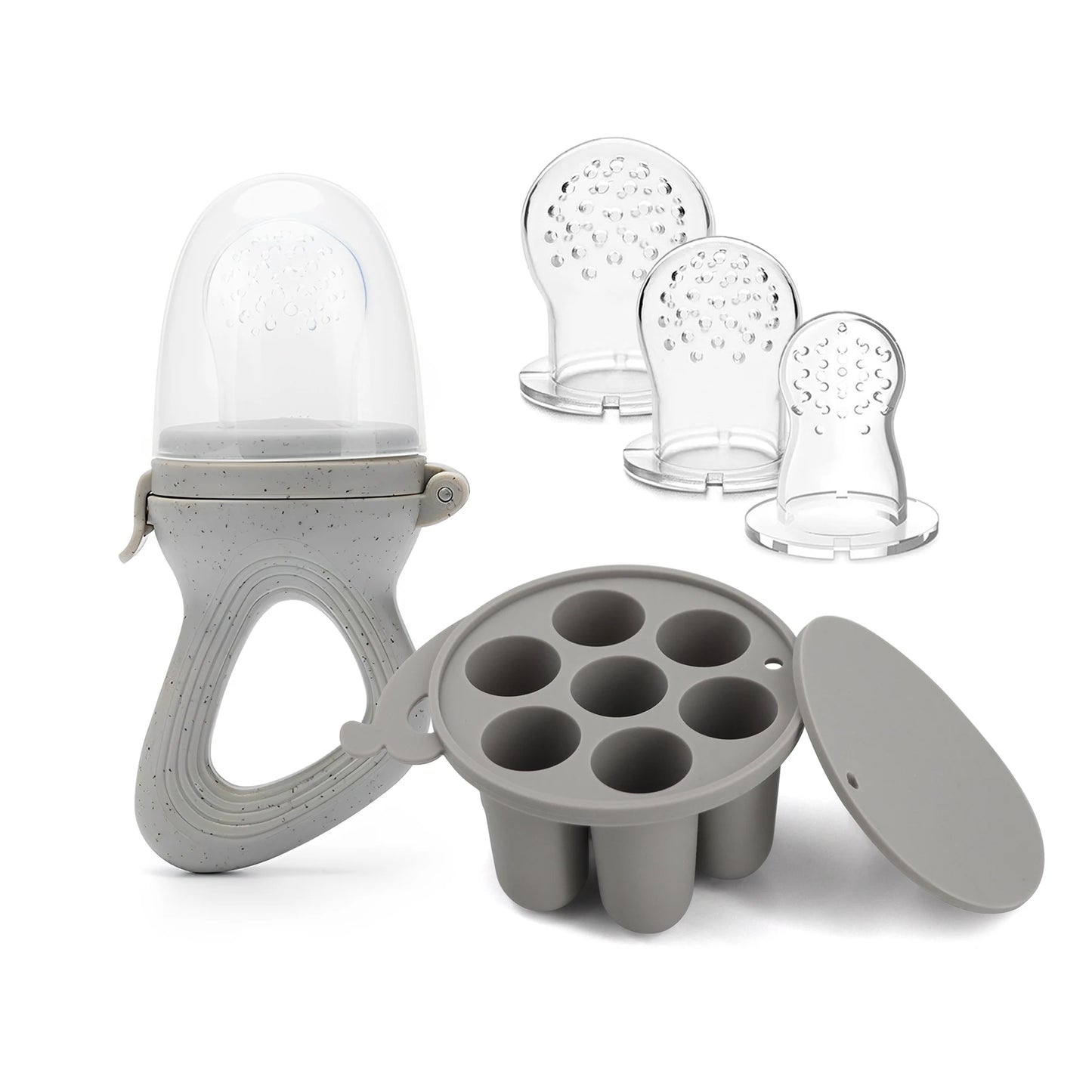 Baby Fruit Feeder Pacifier with Silicone Freezer Tray – 3 Nipple Sizes Included