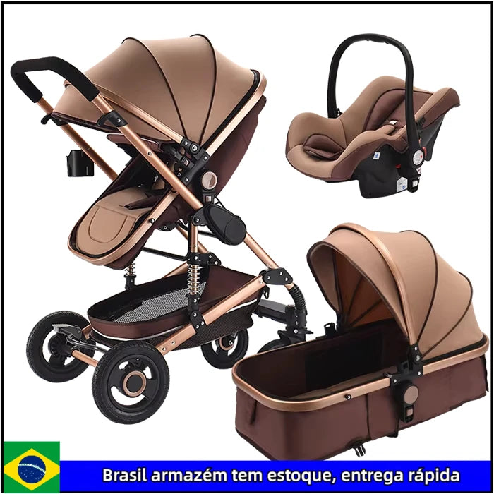 3-in-1 Luxury Baby Stroller with Car Seat – Foldable & Lightweight Travel System