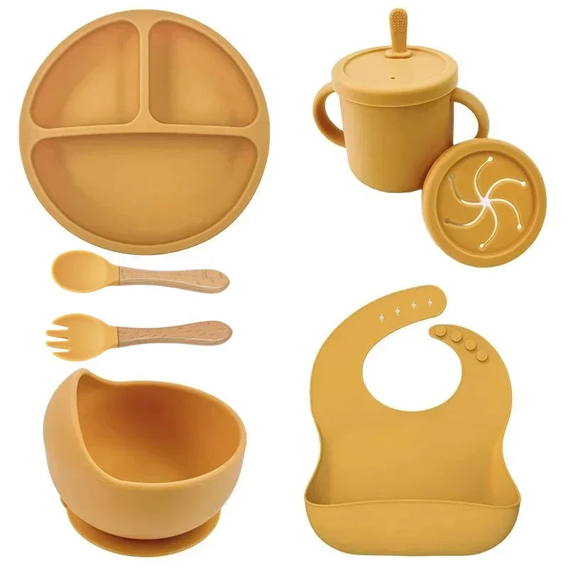 Premium Silicone Baby Feeding Set – BPA-Free, Suction Base, Spill-Proof