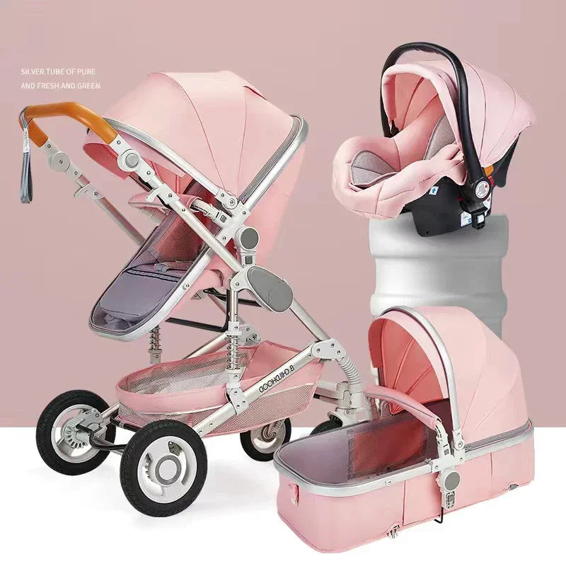 3-in-1 Luxury Baby Stroller with Car Seat – Foldable & Lightweight Travel System