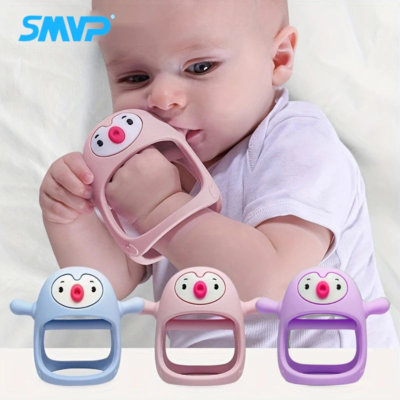 Never Drop Silicone Baby Teether with Handle – BPA-Free, Soothing & Safe