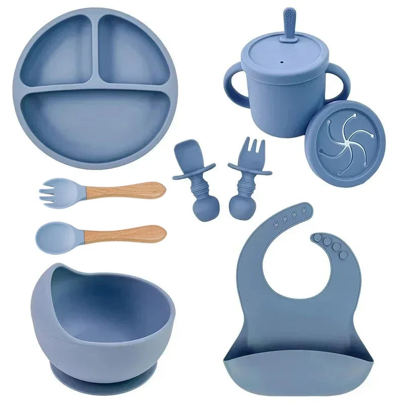 Premium Silicone Baby Feeding Set – BPA-Free, Suction Base, Spill-Proof