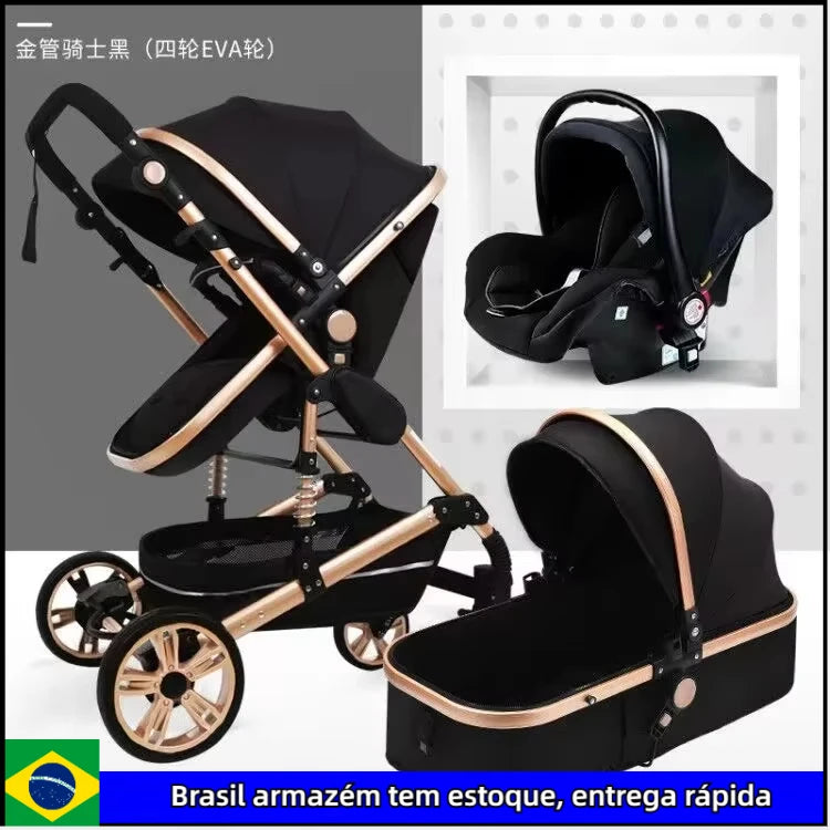 3-in-1 Luxury Baby Stroller with Car Seat – Foldable & Lightweight Travel System
