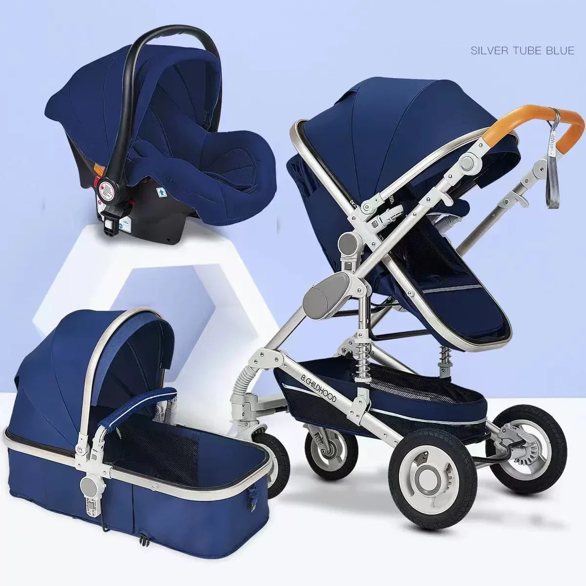3-in-1 Luxury Baby Stroller with Car Seat – Foldable & Lightweight Travel System