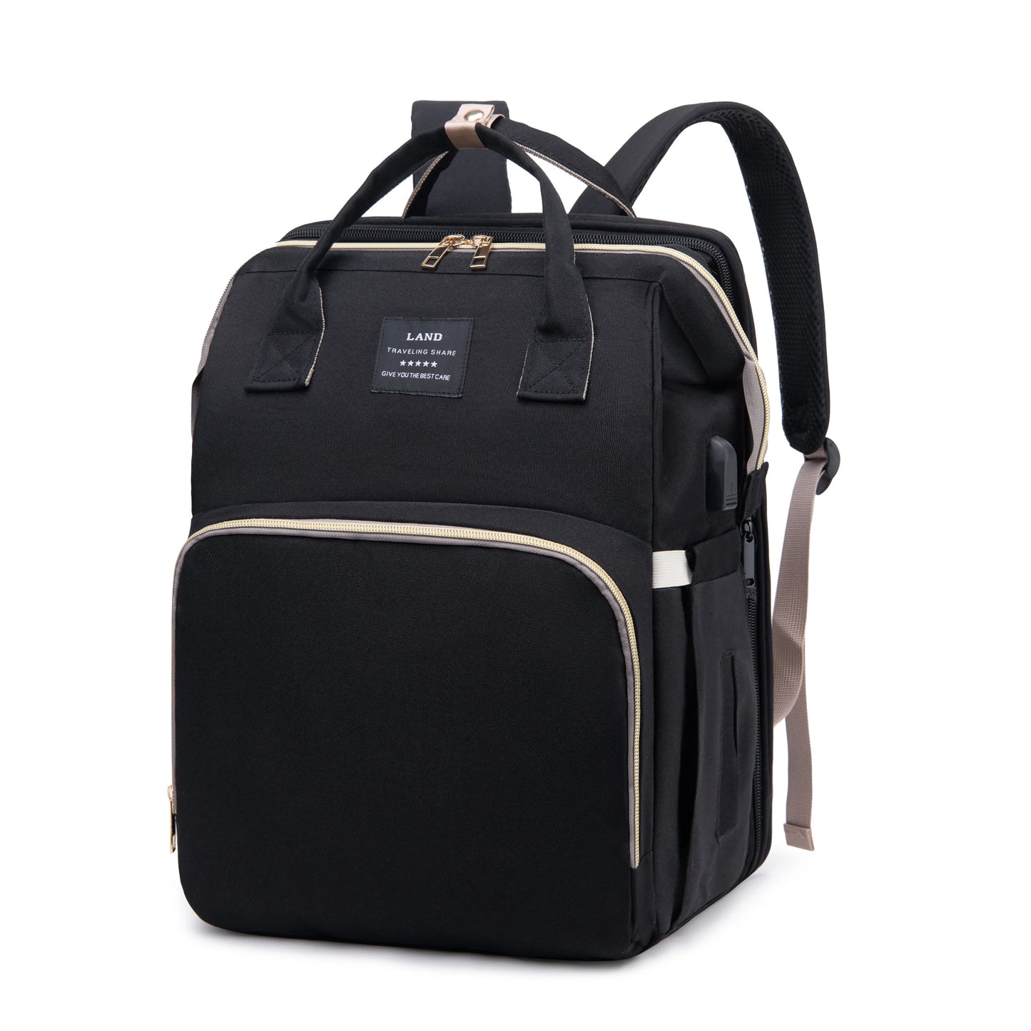 Mommy Diaper Bag with Foldable Changing Station – Stroller Hooks Included