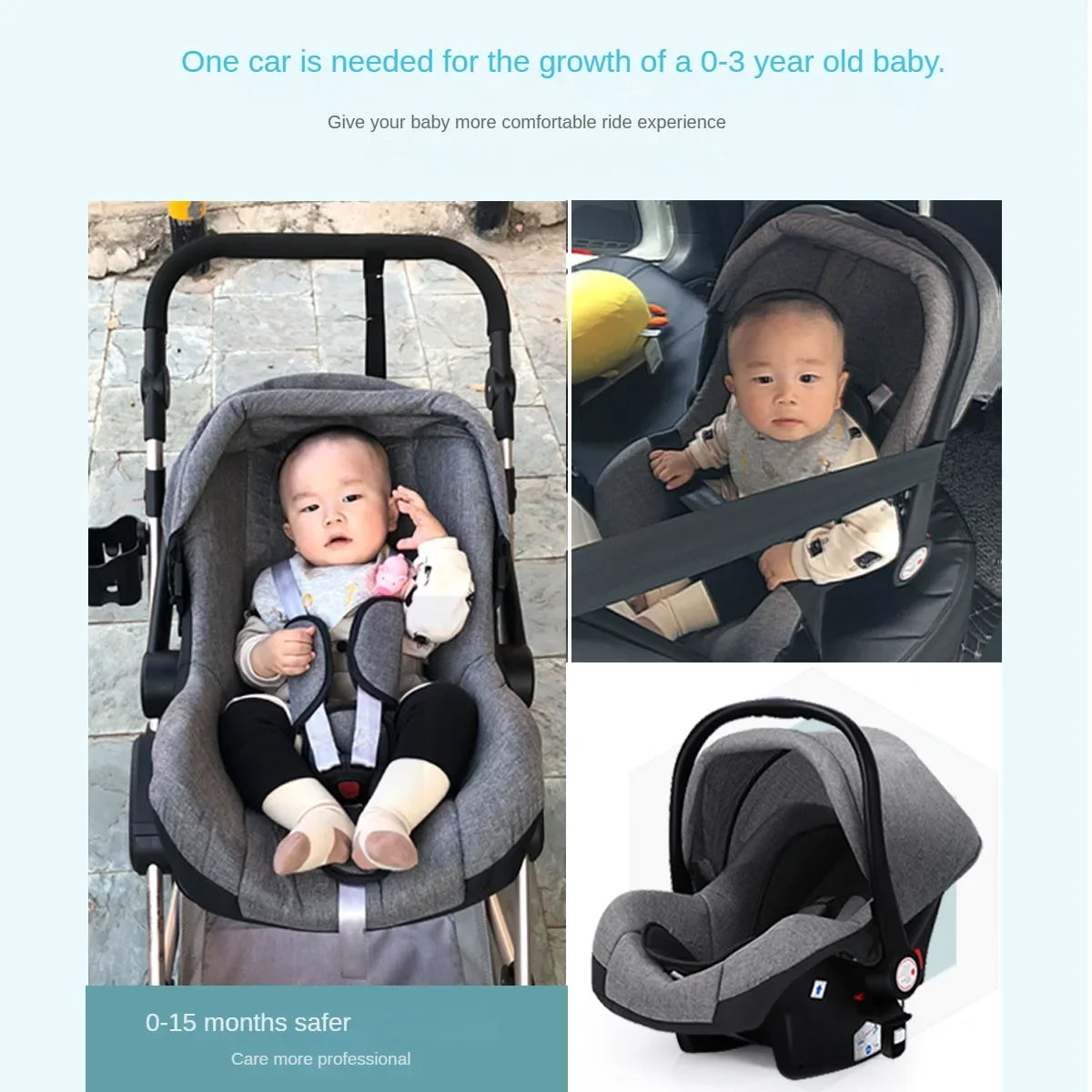 3-in-1 Luxury Baby Stroller with Car Seat – Foldable & Lightweight Travel System