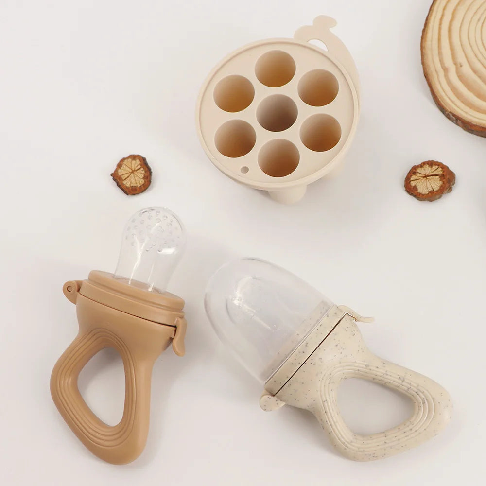 Baby Fruit Feeder Pacifier with Silicone Freezer Tray – 3 Nipple Sizes Included