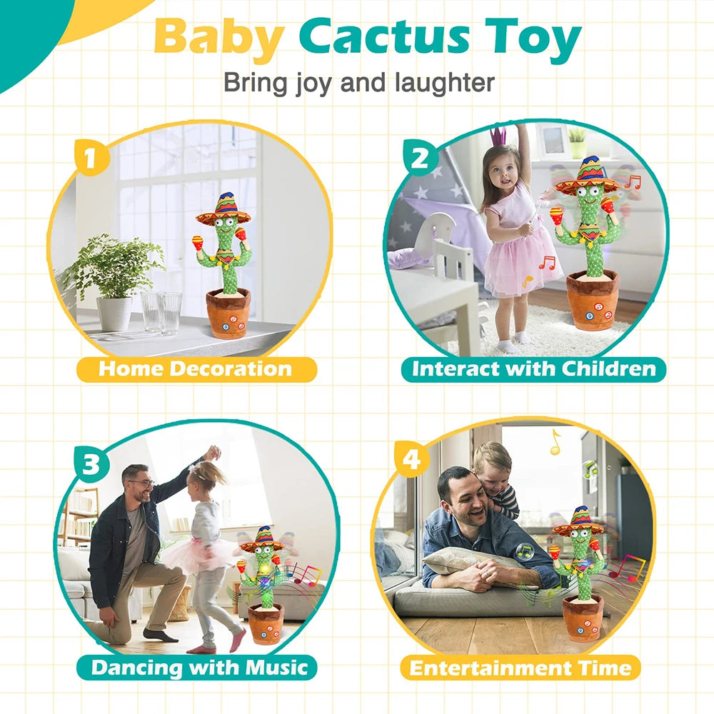 Dancing & Talking Cactus Toy – Music, Lights & Mimicry for Babies & Toddlers