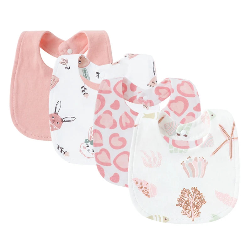 SnuggleTots 4-Piece Baby Bib Set – Soft, Absorbent & Stylish