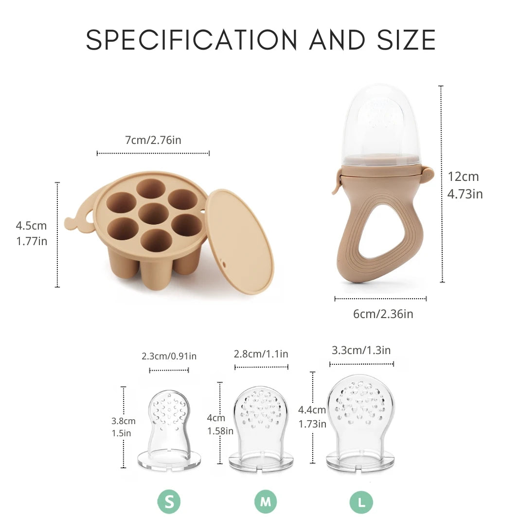 Baby Fruit Feeder Pacifier with Silicone Freezer Tray – 3 Nipple Sizes Included