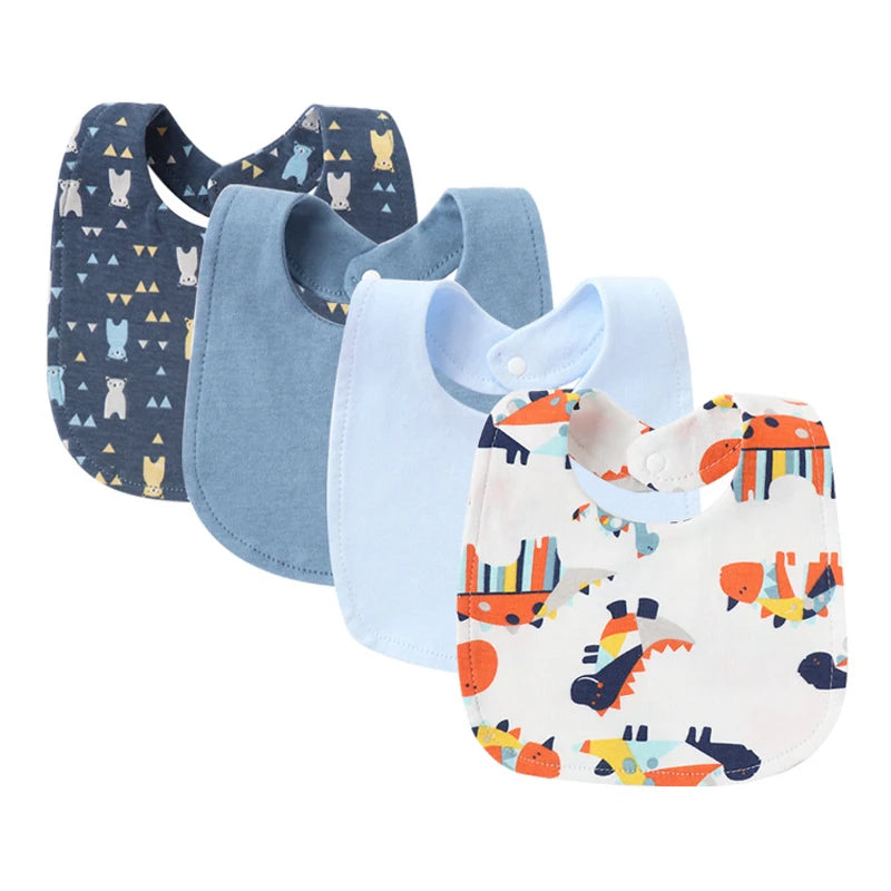 SnuggleTots 4-Piece Baby Bib Set – Soft, Absorbent & Stylish