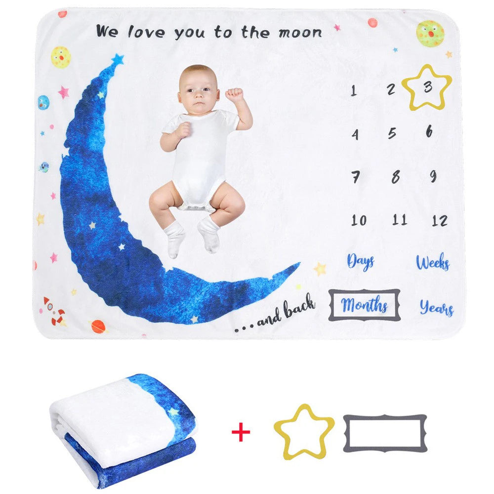 Soft Fleece Baby Monthly Milestone Blanket – Animal Print Photo Backdrop for Newborn Growth Tracker