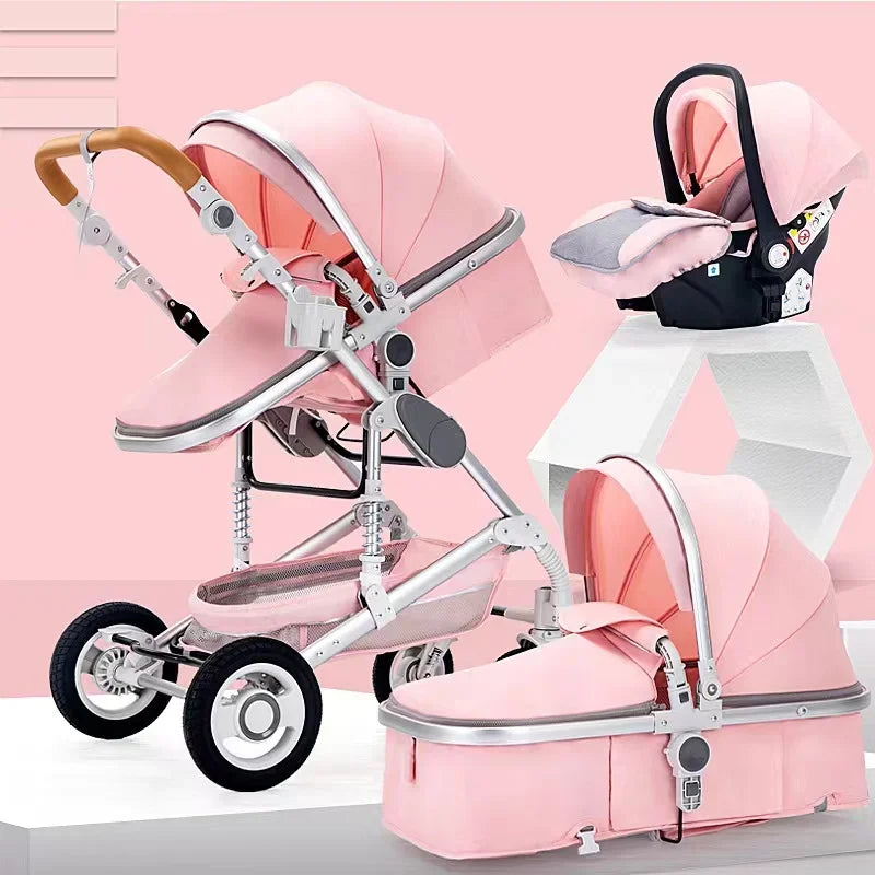 3-in-1 Luxury Baby Stroller with Car Seat – Foldable & Lightweight Travel System