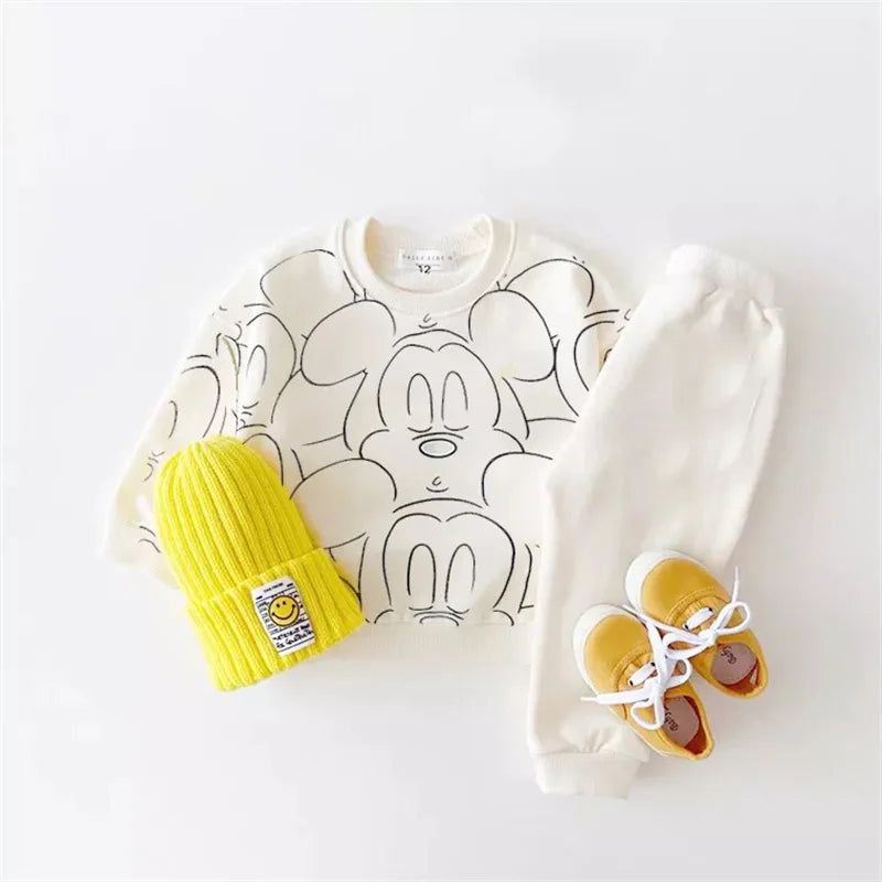 Cartoon Baby Tracksuit Set – Short Sleeve Top + Shorts (6M–3T)