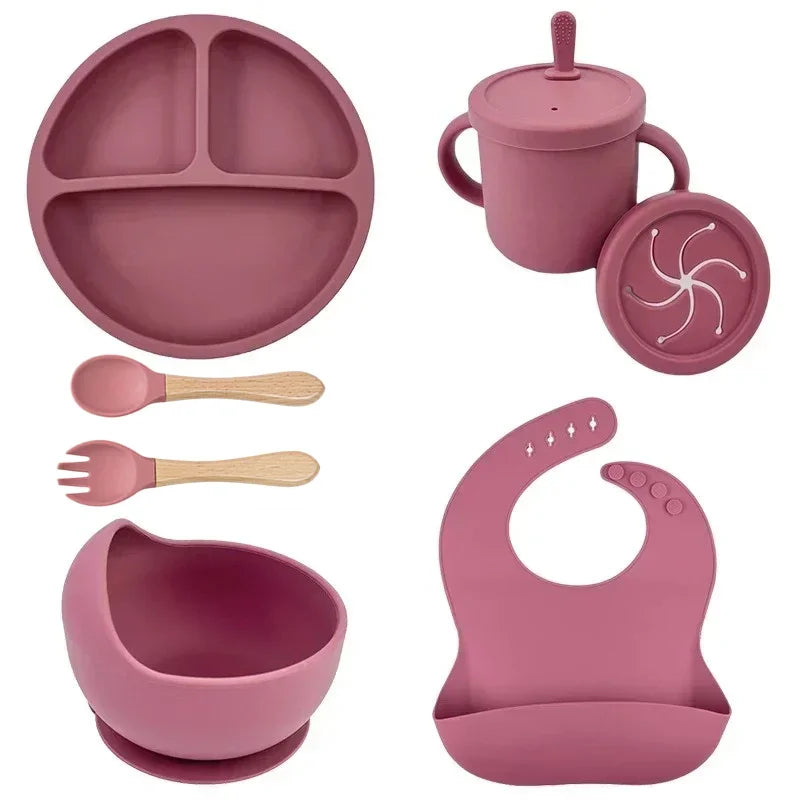 Premium Silicone Baby Feeding Set – BPA-Free, Suction Base, Spill-Proof
