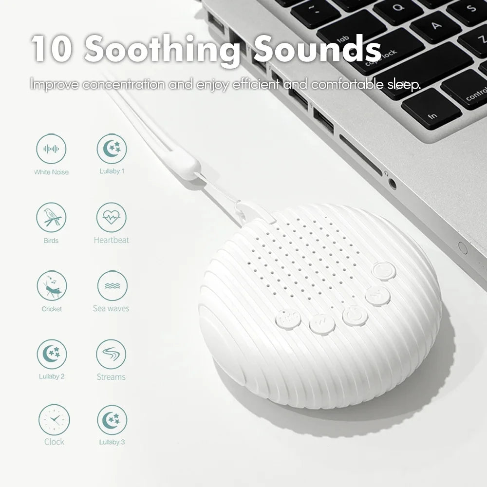 10 Songs White Noise Sound Machine – Portable Soothing Sleep Device for Babies
