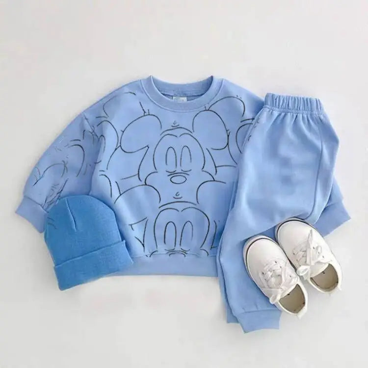 Cartoon Baby Tracksuit Set – Short Sleeve Top + Shorts (6M–3T)