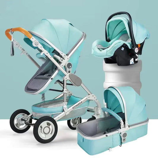 3-in-1 Luxury Baby Stroller with Car Seat – Foldable & Lightweight Travel System
