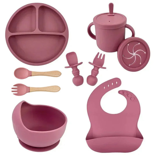 Premium Silicone Baby Feeding Set – BPA-Free, Suction Base, Spill-Proof