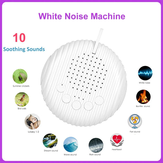 10 Songs White Noise Sound Machine – Portable Soothing Sleep Device for Babies