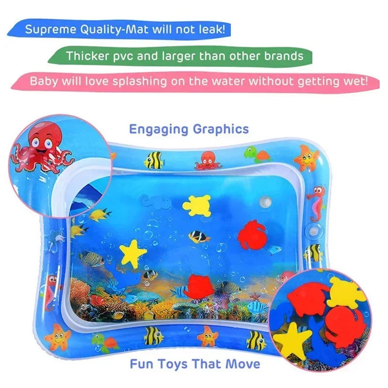 Tummy Time Baby Water Play Mat – Colorful Inflatable Activity Pad for Infants