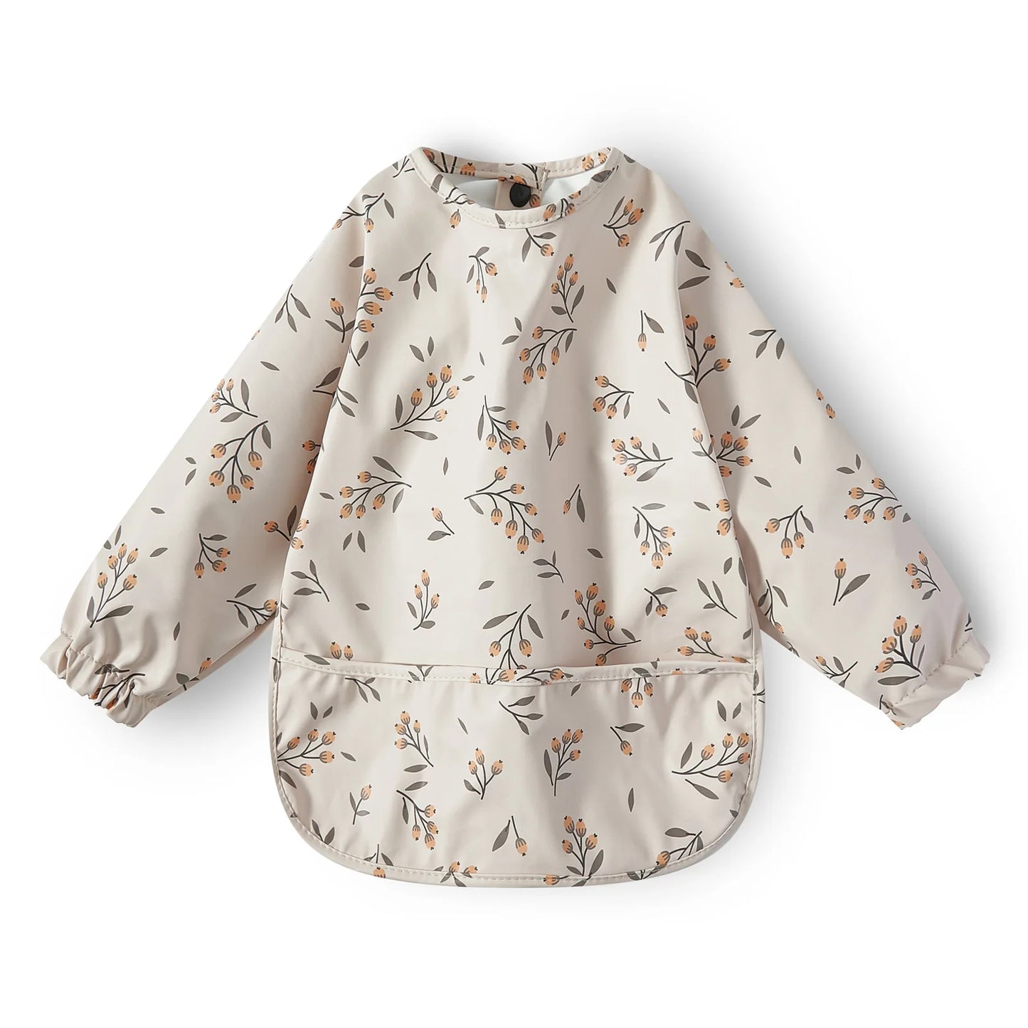 Waterproof Long Sleeve Baby Bib – Full Coverage Feeding Smock with Pocket