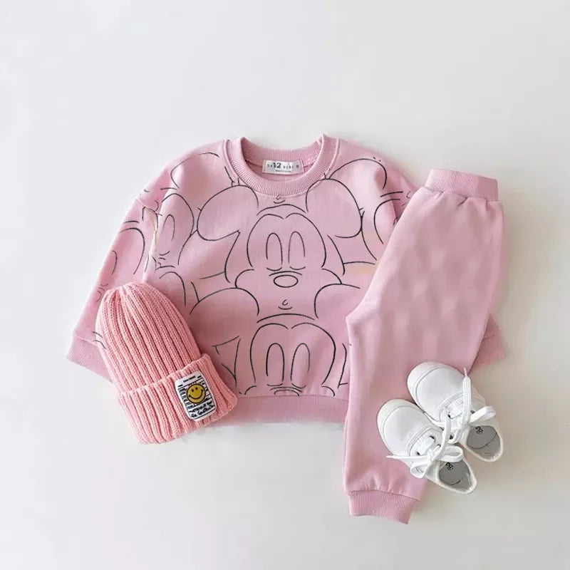 Cartoon Baby Tracksuit Set – Short Sleeve Top + Shorts (6M–3T)
