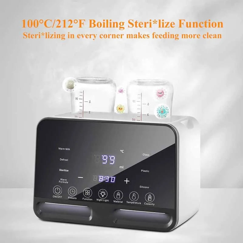 🍼 9-in-1 Smart Baby Bottle Warmer & Sterilizer – Dual Bottle LED Display