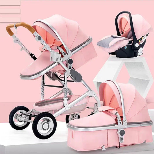3-in-1 Luxury Baby Stroller with Car Seat – Foldable & Lightweight Travel System