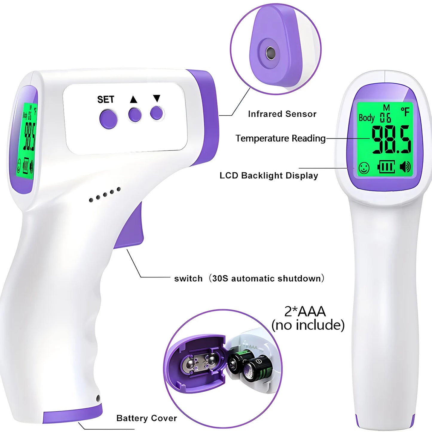 Infrared Digital Baby Thermometer – Touch-Free with Color Display