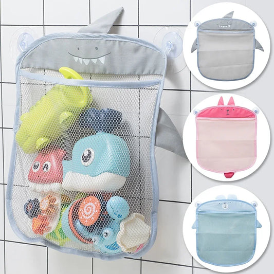 Mesh Baby Bath Toy Organizer with Fun Animal Toys – Wall-Mounted Storage Bag for Easy Cleanup