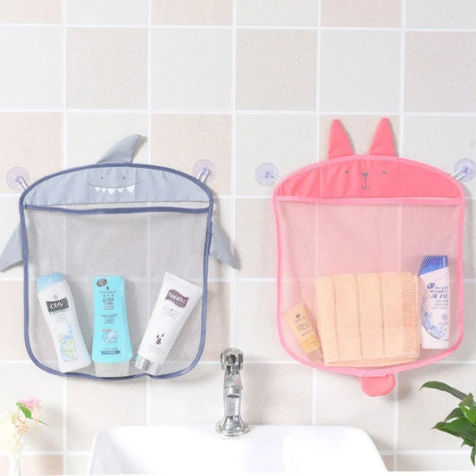 Mesh Baby Bath Toy Organizer with Fun Animal Toys – Wall-Mounted Storage Bag for Easy Cleanup