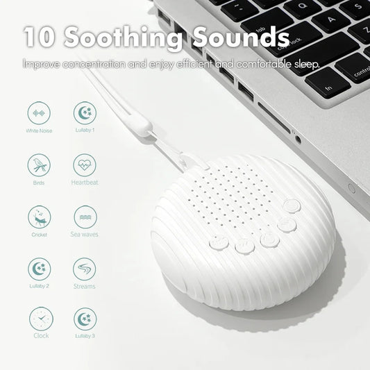 10 Songs White Noise Sound Machine – Portable Soothing Sleep Device for Babies